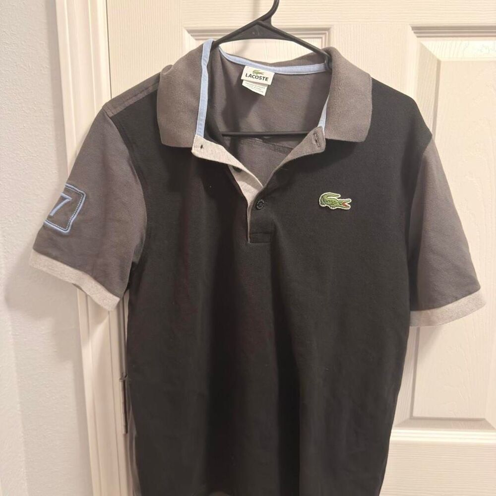(2006-2011) Lacoste Colorblock Polo - Black/Charcoal - L